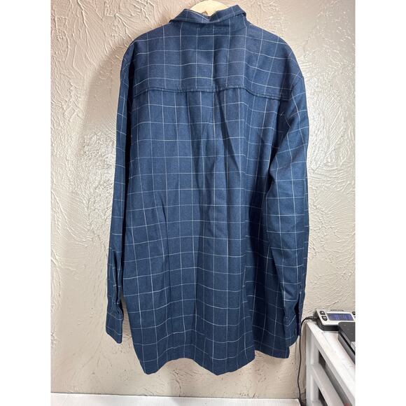 Stacy Adams Rayon Button Up Shirt Long Sleeve Check Mens‎ Blue Size Large - Picture 2 of 4
